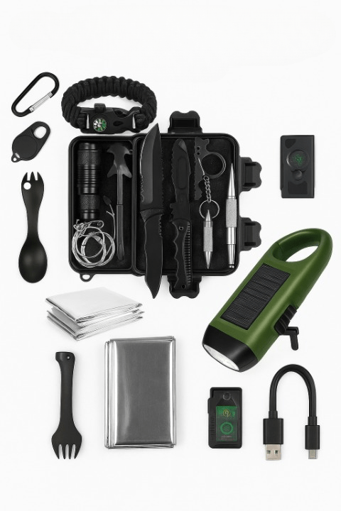 15 - in - 1 Hätäpakkaus - SurvivorX - EmiyoSuomi - Leirintäalue