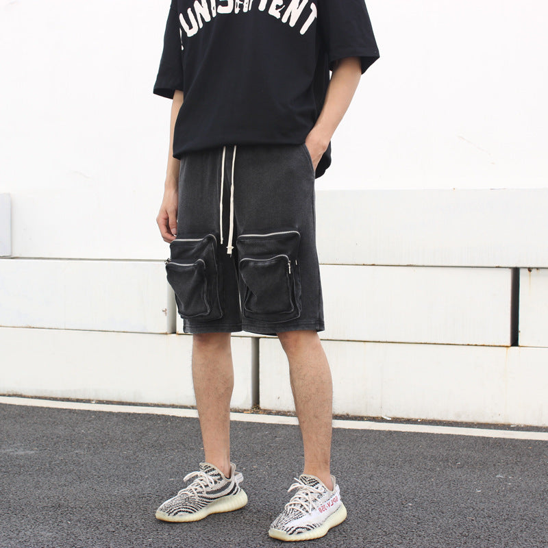 Aaron – Tummat cargo-shortsit vetoketjuilla miehille-Miesten shortsit-EmiyoSuomi