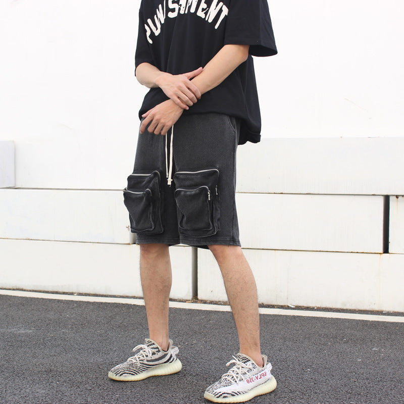 Aaron – Tummat cargo-shortsit vetoketjuilla miehille-Miesten shortsit-EmiyoSuomi