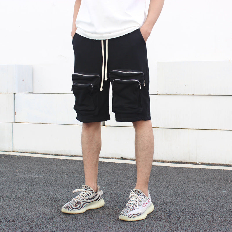 Aaron – Tummat cargo-shortsit vetoketjuilla miehille-Miesten shortsit-EmiyoSuomi