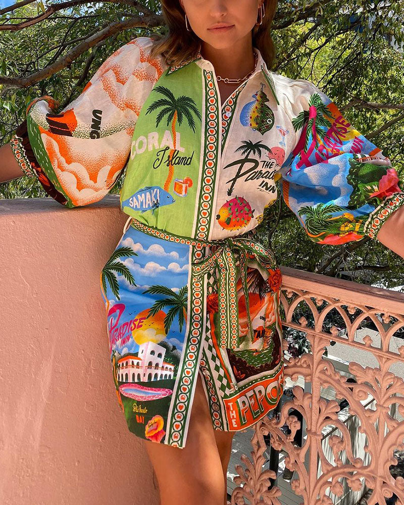 Tropiikkakuosiset Paitamekot - Vyöllä - Kesätyyli-Mekot-EmiyoSuomi