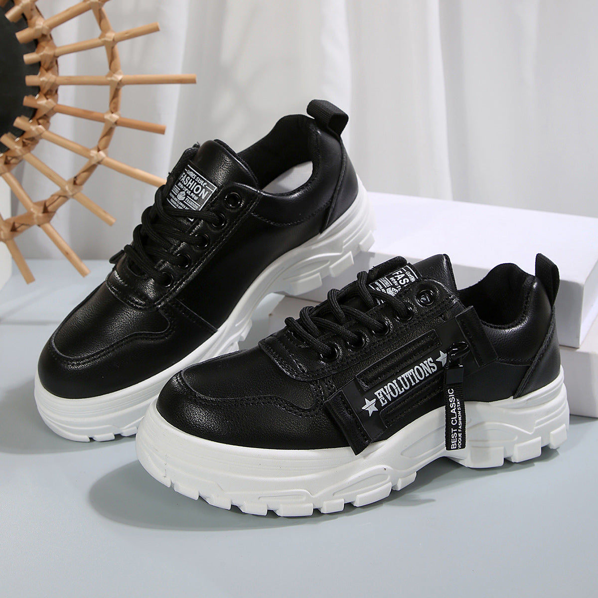 Sneakerit Sivuvetoketjulla Paksu Pohja Kauden Kautta - EmiyoSuomi