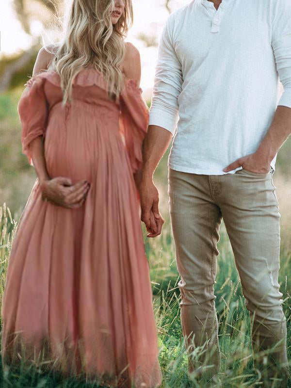 Quyal - Boho Chic -mallinen pitkähihainen äitiysmekko-Mekot-EmiyoSuomi
