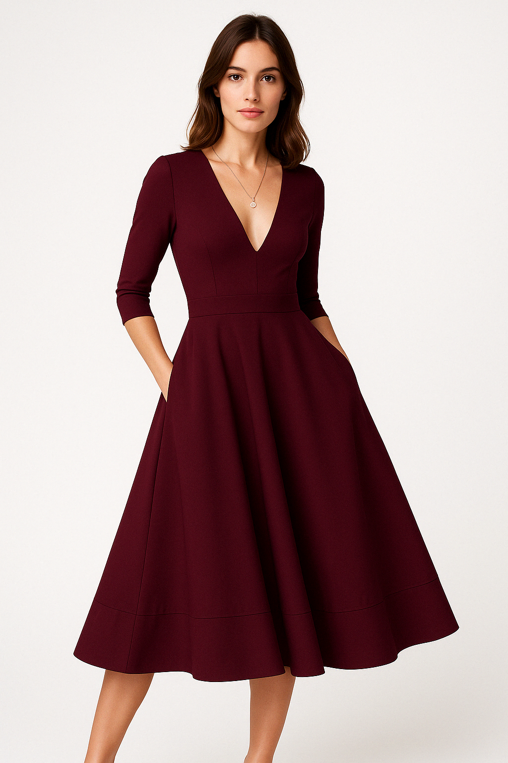 Midi Mekko V-pääntie - Klassinen ja Tyylikäs-Mekot-EmiyoSuomi