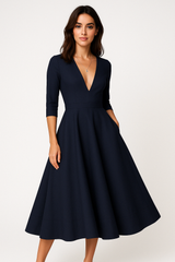 Midi Mekko V-pääntie - Klassinen ja Tyylikäs-Mekot-EmiyoSuomi