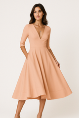 Midi Mekko V-pääntie - Klassinen ja Tyylikäs-Mekot-EmiyoSuomi