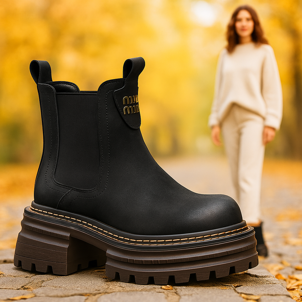 Cordelia - Naisten nahkasaappaat - Korkopohja