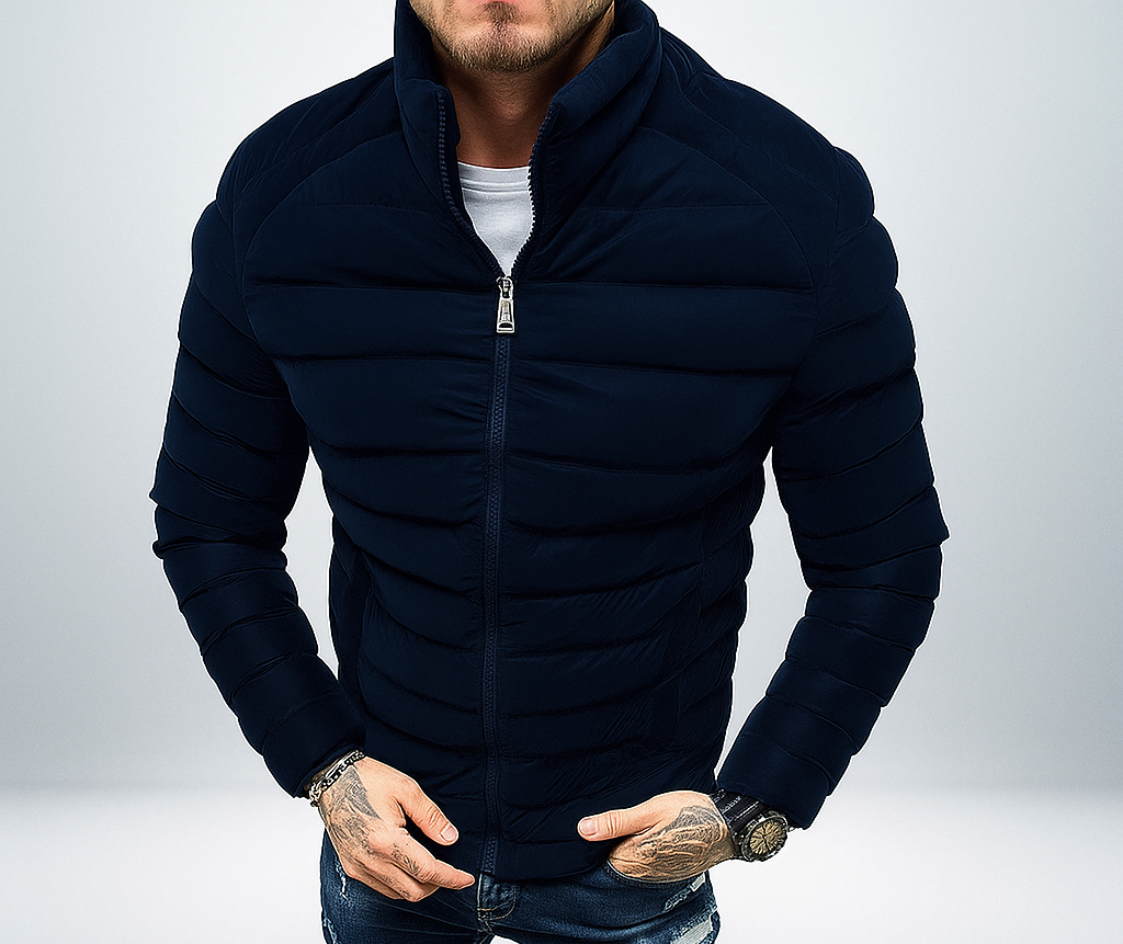 Miesten Puffer-takki - Vuorattu Eriste - Korkea Kaulus - Vetoketju - Tiukka Istuvuus