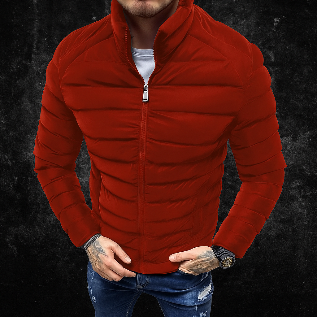 Miesten Puffer-takki - Vuorattu Eriste - Korkea Kaulus - Vetoketju - Tiukka Istuvuus