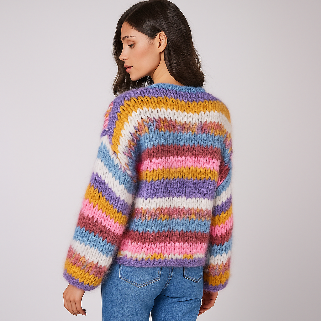 Stilla - Monivärinen Cozy Cardigan - Pehmeä Tyyli & Mukavuus
