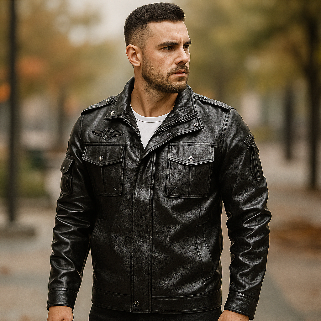 Herre Casual PU Nahkatakki - Patches Yksityiskohdat - Tyylikäs & Kestävä