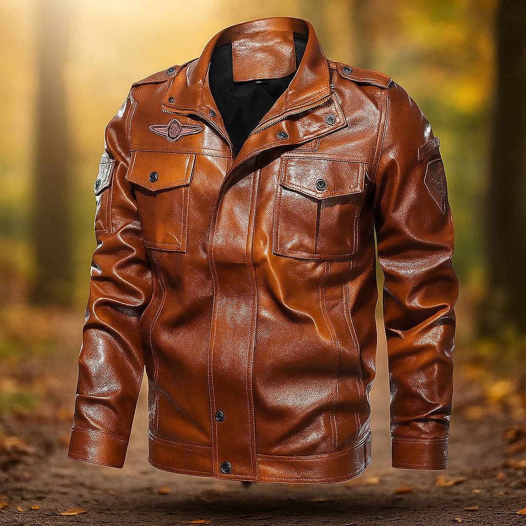 Herre Casual PU Nahkatakki - Patches Yksityiskohdat - Tyylikäs & Kestävä