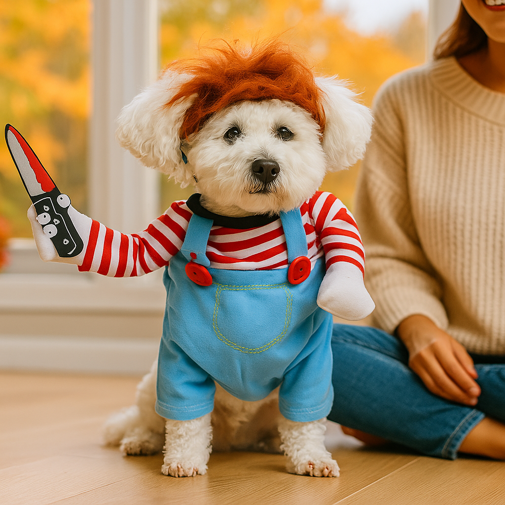 Hundens Halloween-kostume - Blød Sjov - Skræmmende Dukke-design