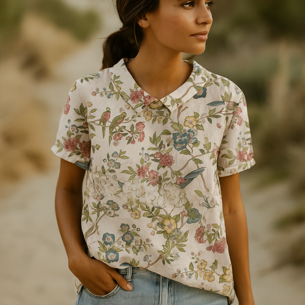 FLORA - Blomstermønster Skjorte - Naturlig Elegance