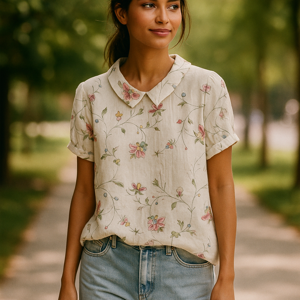 FLORA - Kukkaprintti Paita - Luonnollinen Eleganssi