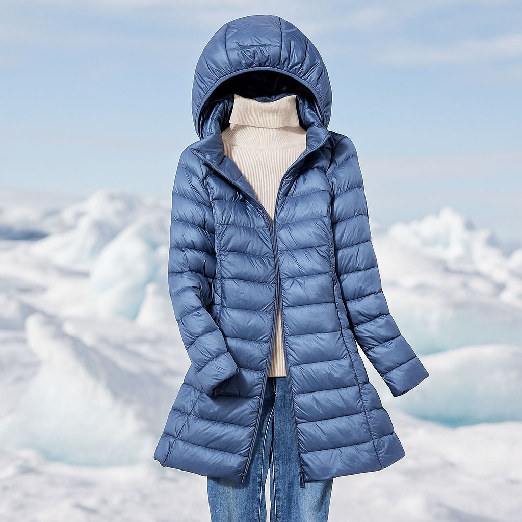 Stilla Untuvatakki - Ultrakevyt Naisille Siirtymäkauden Takki Huoodilla