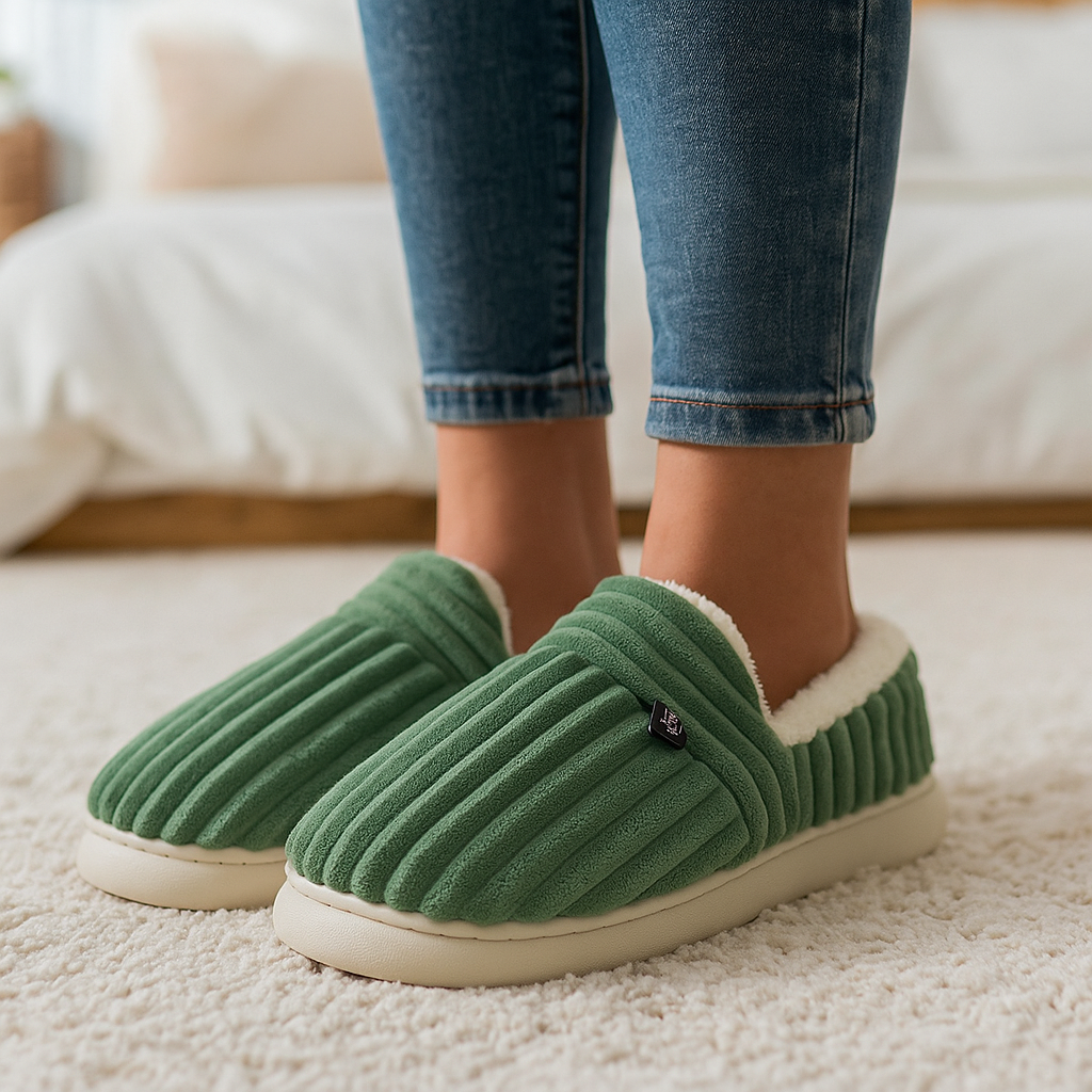 Sherpa Cord – Dames warme pantoffels voor thuis