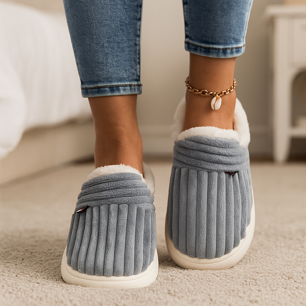 Sherpa Cord – Dames warme pantoffels voor thuis