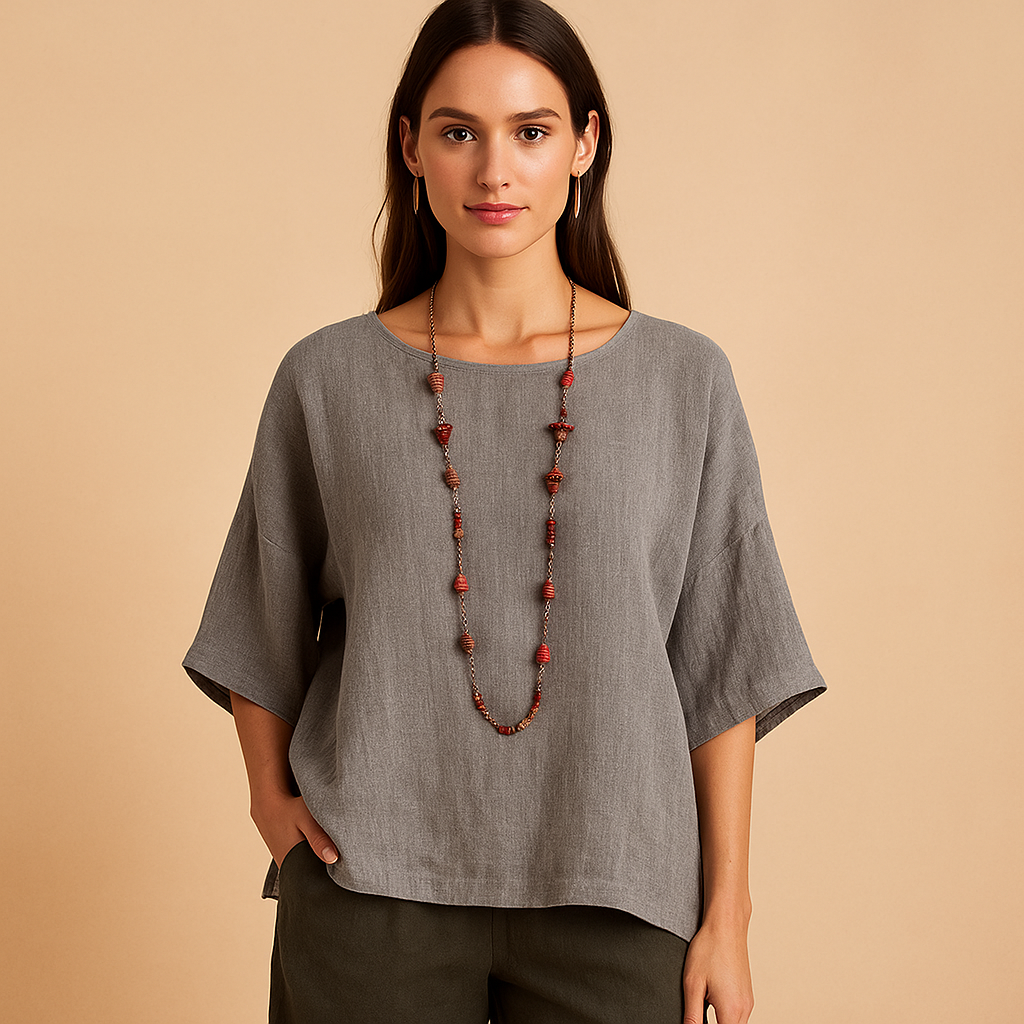 Naisten rento pellavapaita 3/4-hihoilla