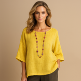 Naisten rento pellavapaita 3/4-hihoilla