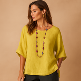 Naisten rento pellavapaita 3/4-hihoilla