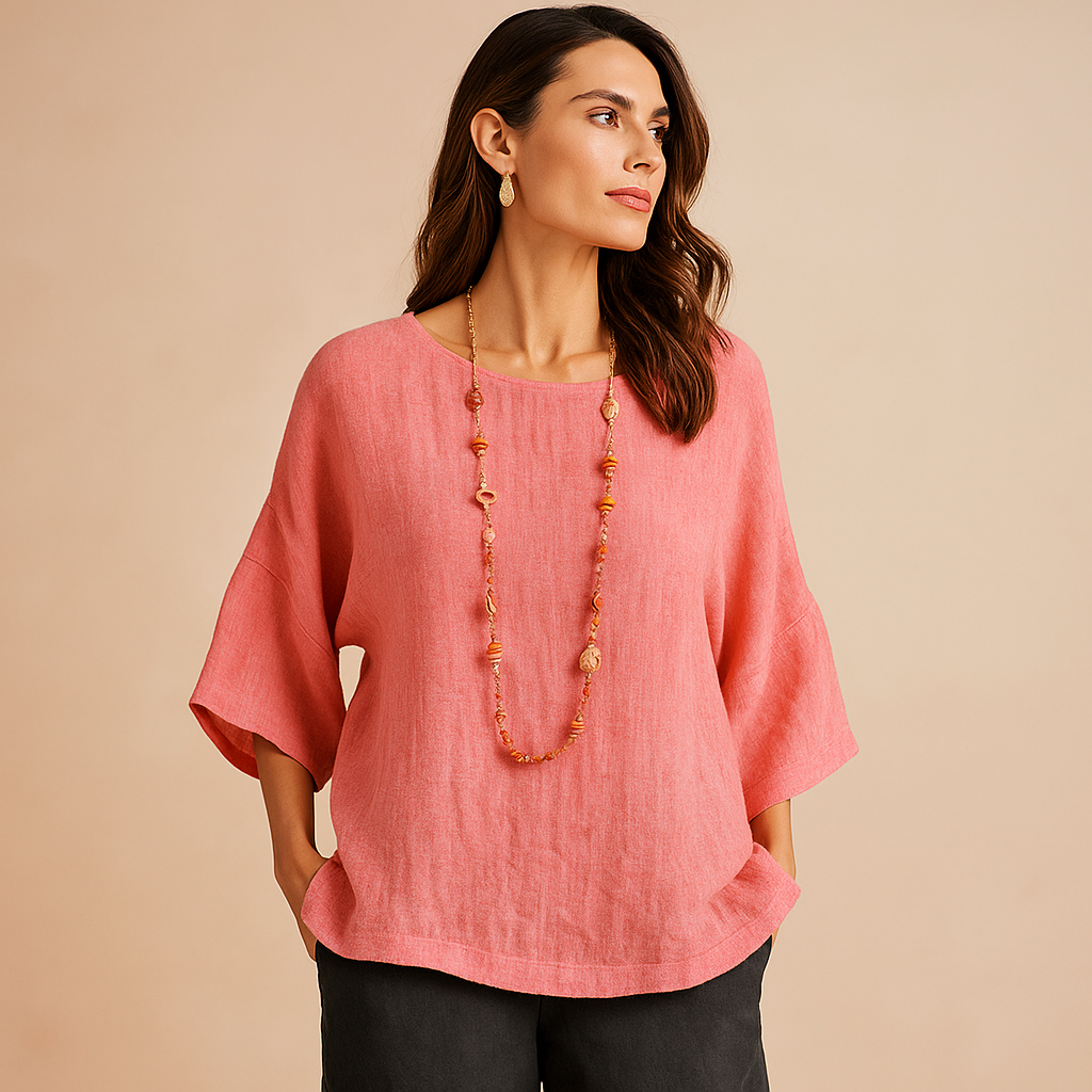 Naisten rento pellavapaita 3/4-hihoilla