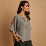 Naisten rento pellavapaita 3/4-hihoilla