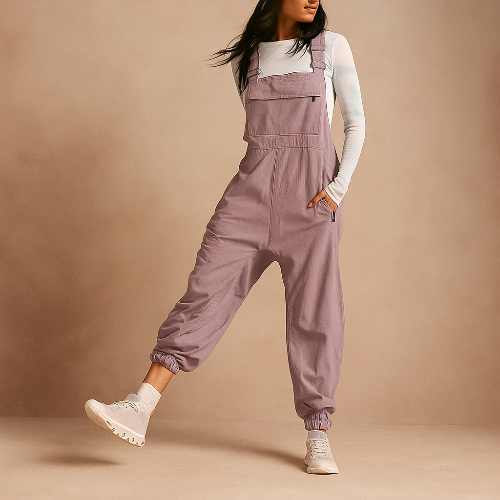 Kvinders Retro Jumpsuit - Vide Buksedragter med Lommer