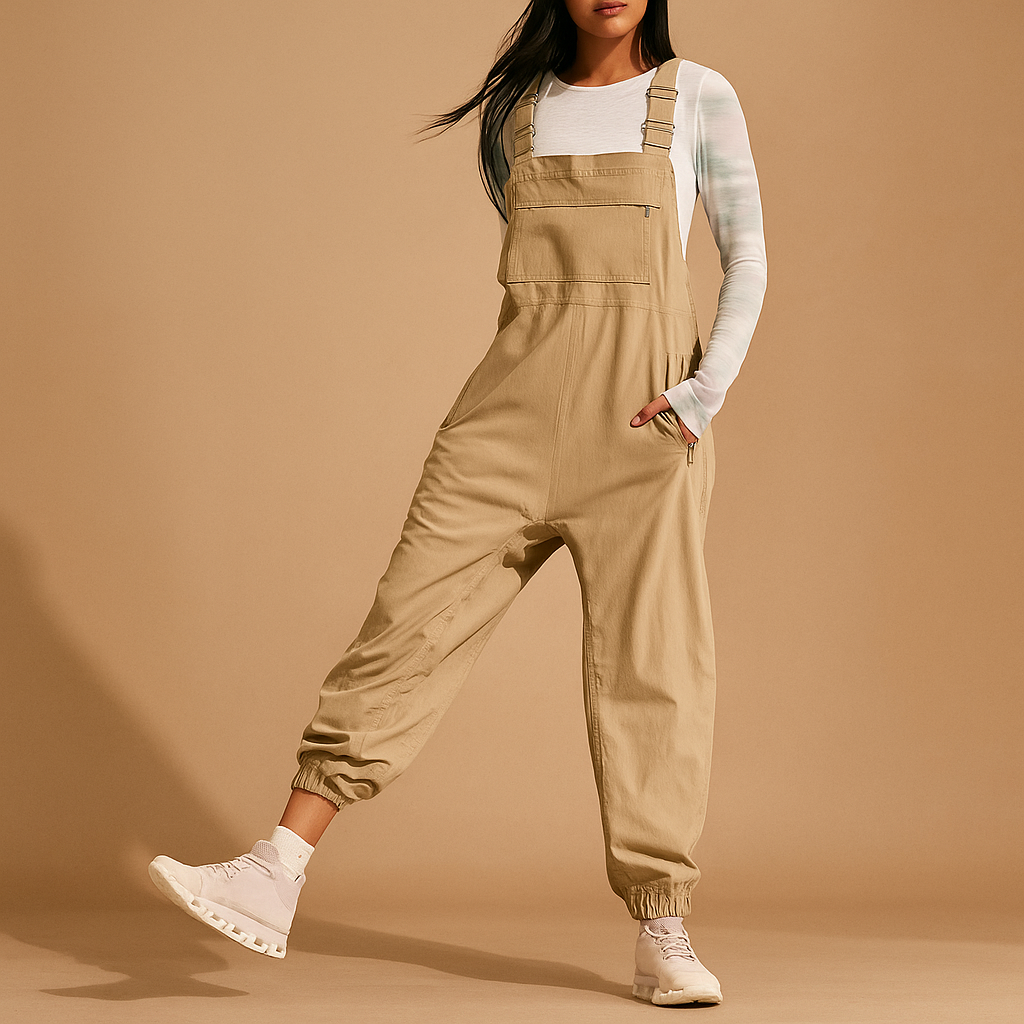 Naisten Retro Jumpsuit – Leveälahkeiset Haalarit