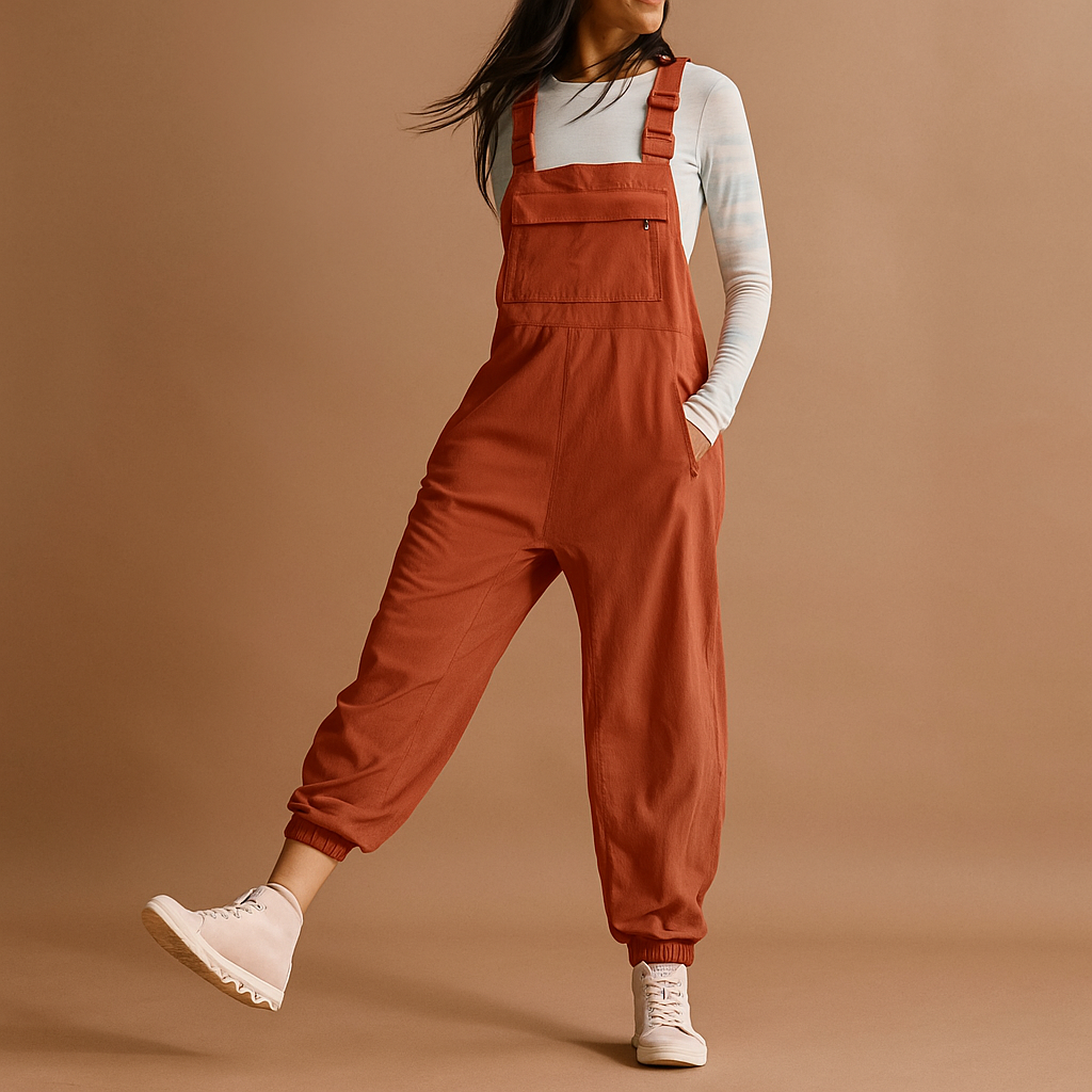 Kvinders Retro Jumpsuit - Vide Buksedragter med Lommer
