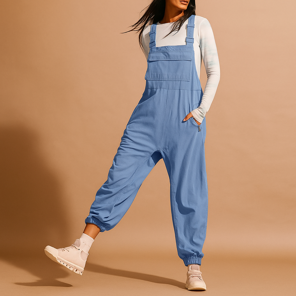 Kvinders Retro Jumpsuit - Vide Buksedragter med Lommer