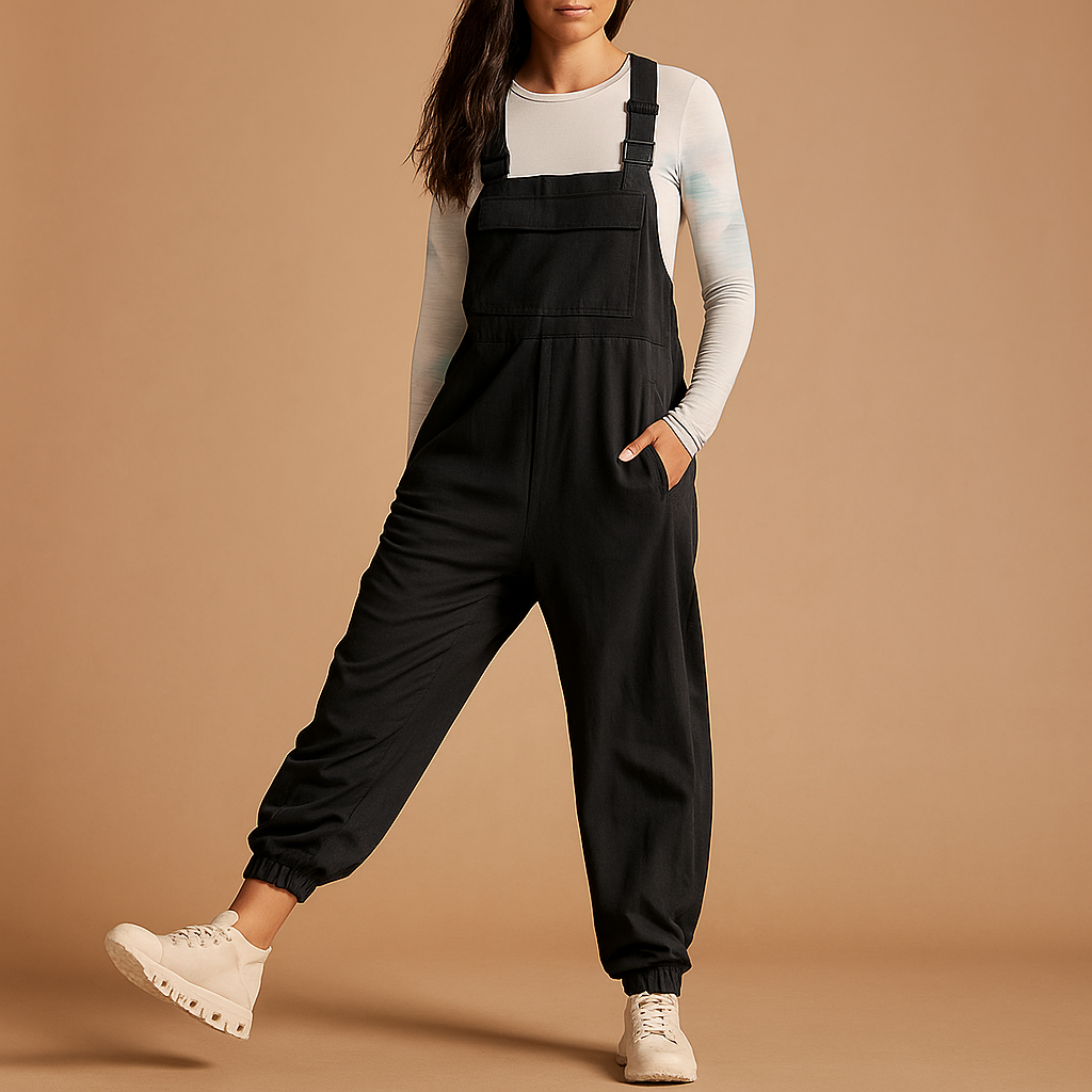 Kvinders Retro Jumpsuit - Vide Buksedragter med Lommer