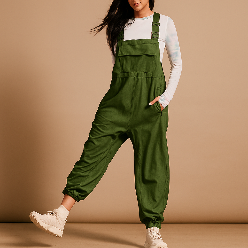 Kvinders Retro Jumpsuit - Vide Buksedragter med Lommer