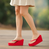 Solara - Dames hoge sandalen met platformzool - Teenslippers