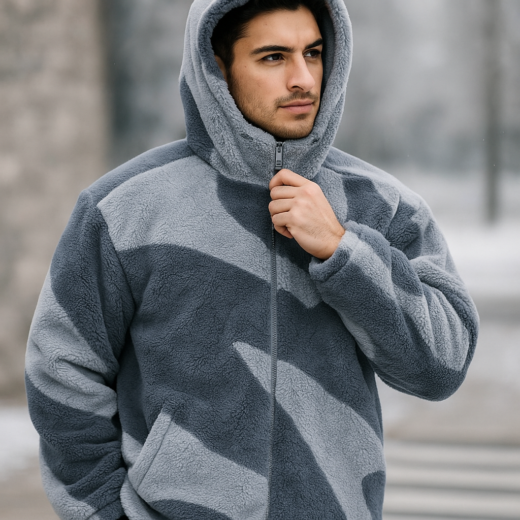 Heren fleece-jas - stedelijke stijl - winter - comfortabel - met capuchon