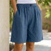 Korte linnen shorts - met elastische tailleband - ademend - zomermodel