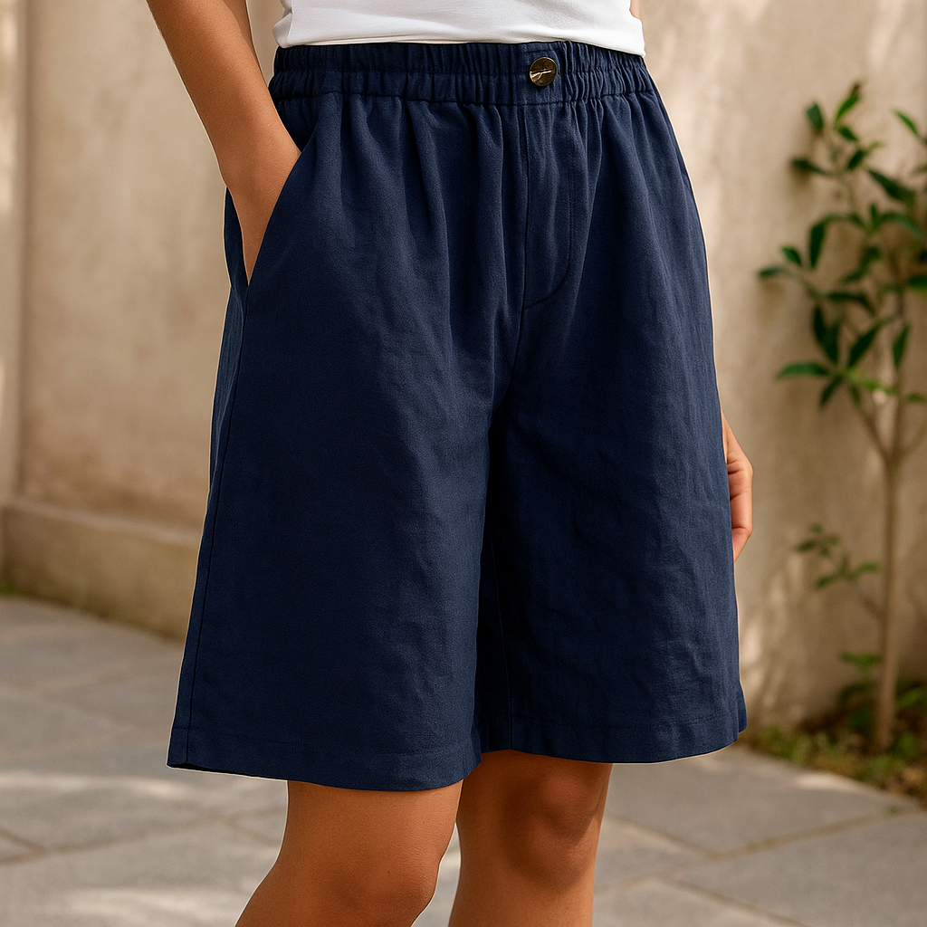 Korte linnen shorts - met elastische tailleband - ademend - zomermodel