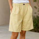 Korte linnen shorts - met elastische tailleband - ademend - zomermodel