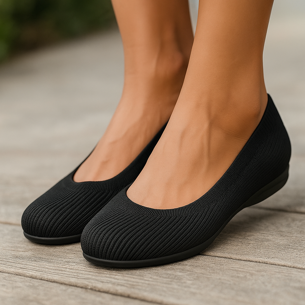 여성용 정형외과 발레리나 슈즈 - 일상적인 편안함을 위해 - 지지 깔창 - 쿠션 처리됨 - 가벼움