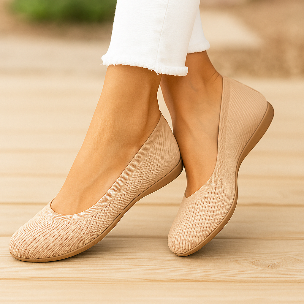 여성용 정형외과 발레리나 슈즈 - 일상적인 편안함을 위해 - 지지 깔창 - 쿠션 처리됨 - 가벼움