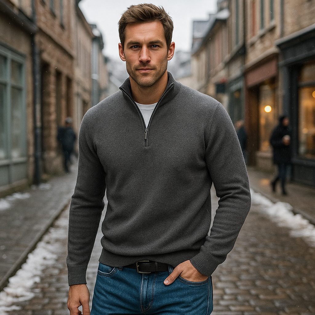 Basics | Miesten kashmir villapaita vetoketjulla