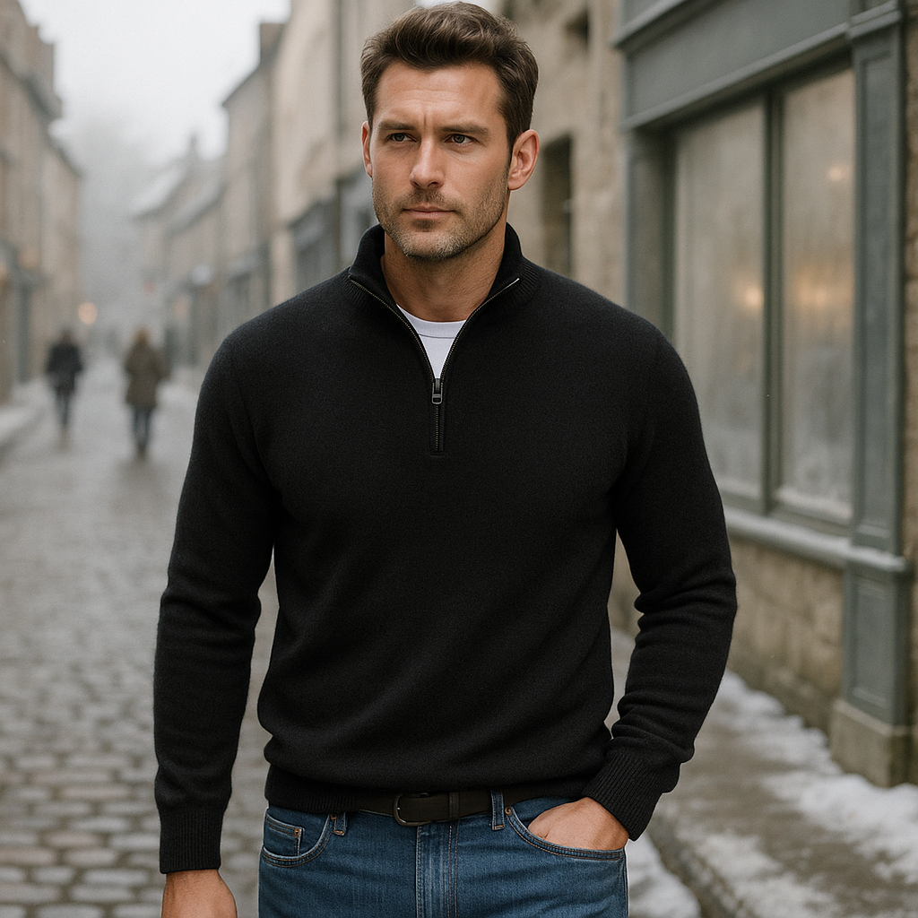 Basics | Miesten kashmir villapaita vetoketjulla