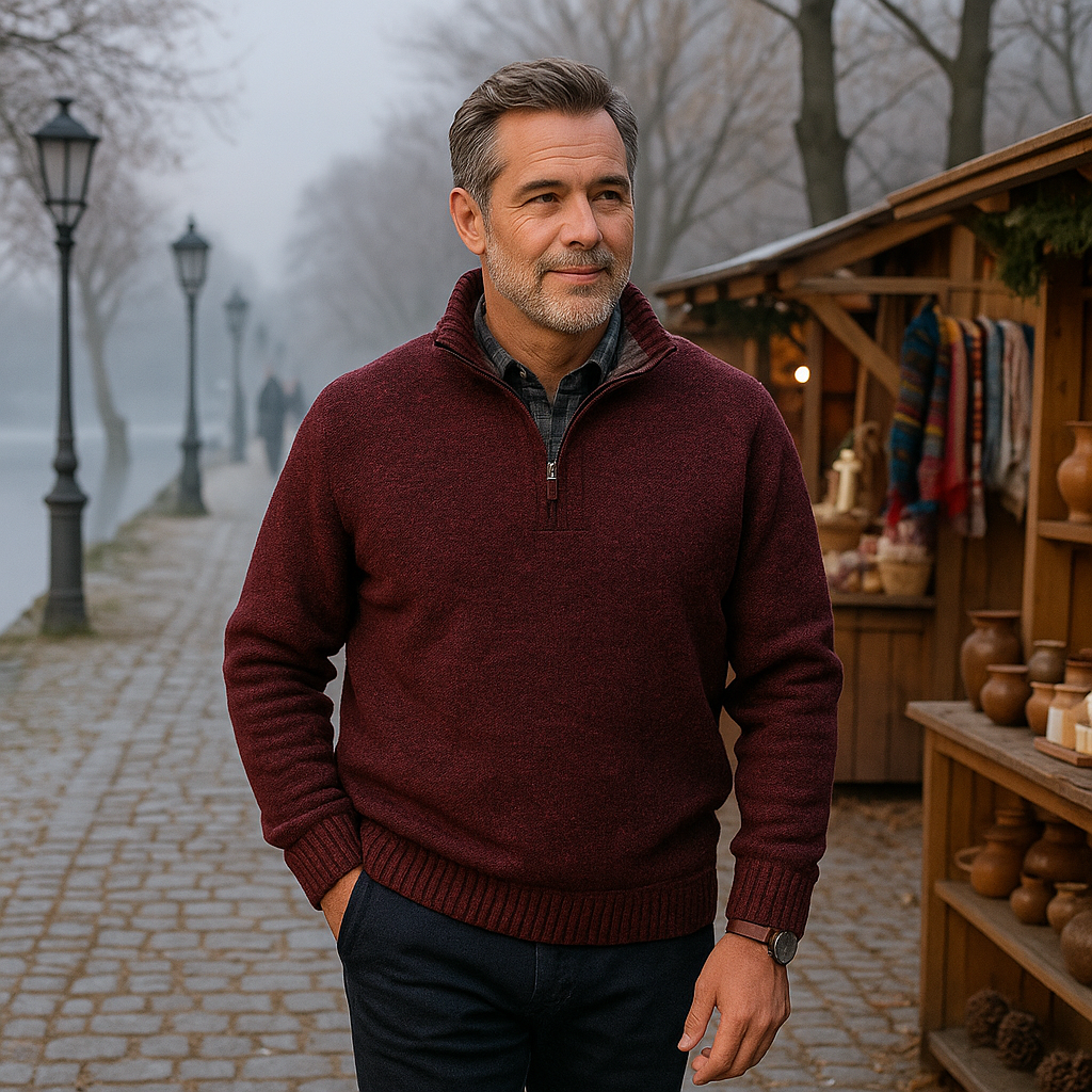 Miesten poolopaita - vetoketjulla - lämmin - tyylikäs