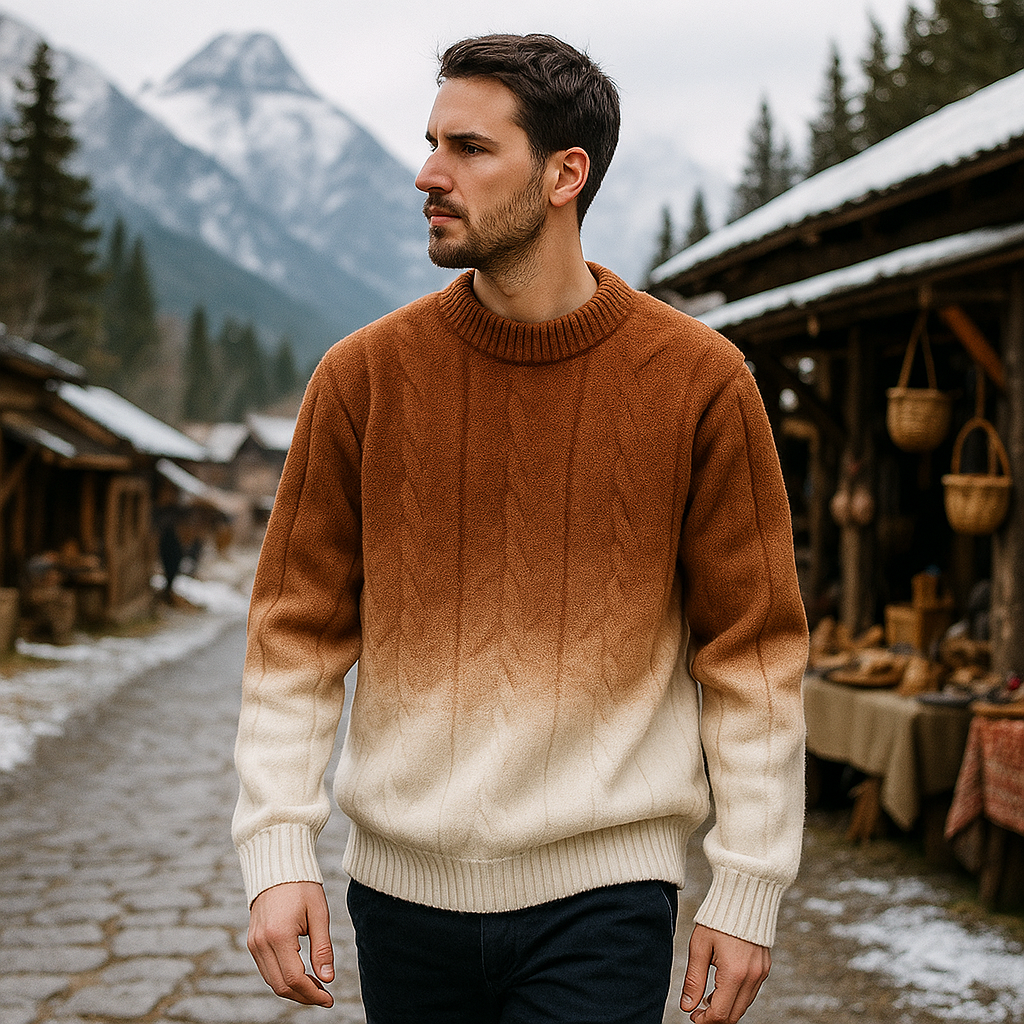 Miesten neule - gradienttikuvio - arkeen - rento malli