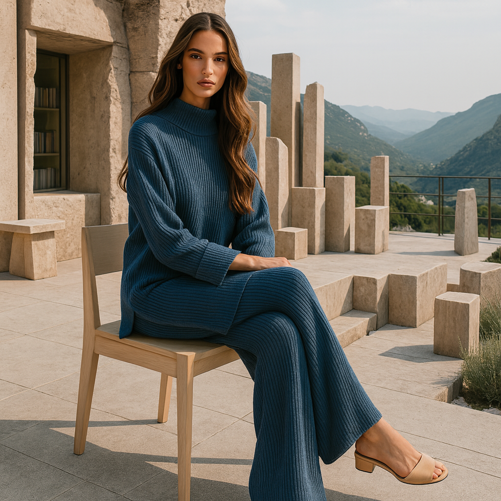 Mukava rento neulesetti - neulepaita - housut