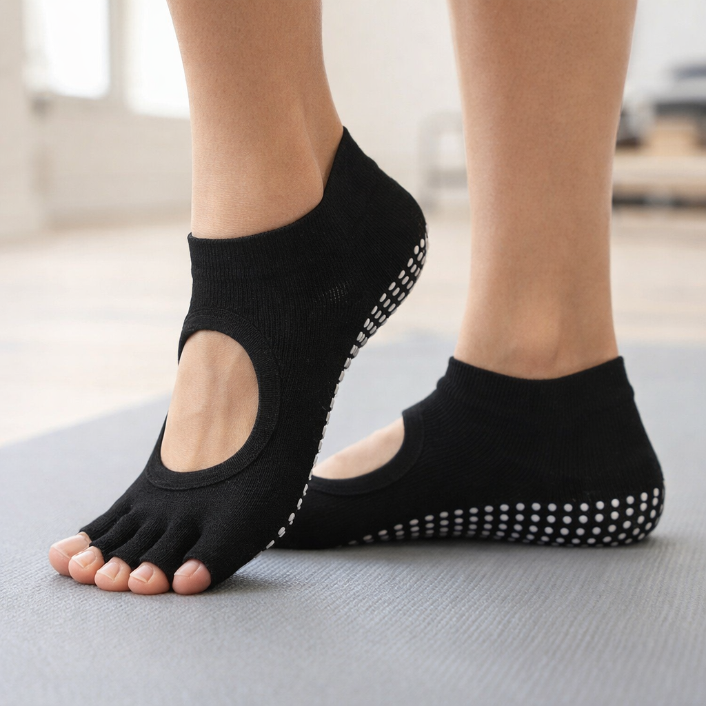 Naisten Pilates Viisi Varvasta Liukumattomat Puuvillajoog socksit