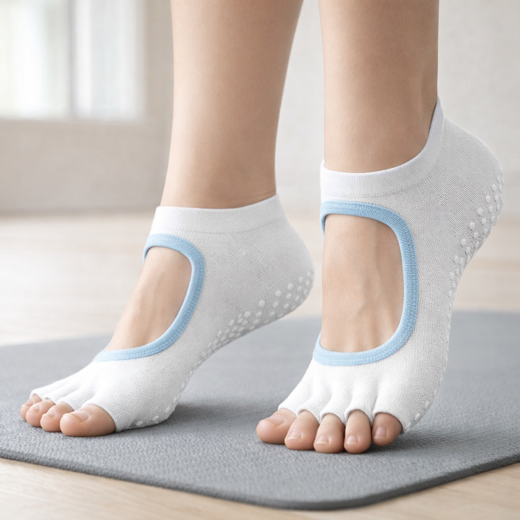 Naisten Pilates Viisi Varvasta Liukumattomat Puuvillajoog socksit