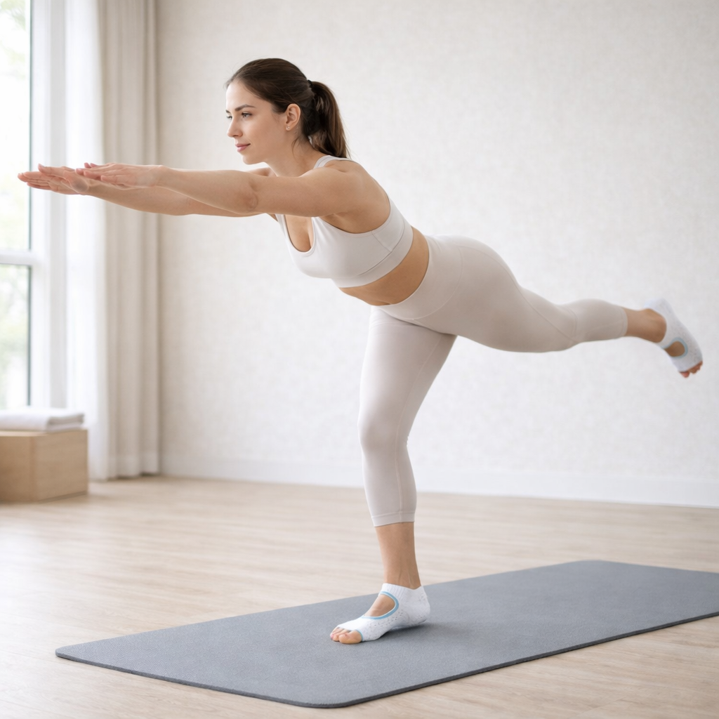 Naisten Pilates Viisi Varvasta Liukumattomat Puuvillajoog socksit