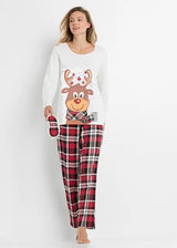 Joulupyjama perhe matching setti jouluisella kuviolla pitkähihaiset topit ja housut