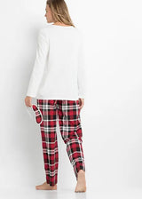 Joulupyjama perhe matching setti jouluisella kuviolla pitkähihaiset topit ja housut